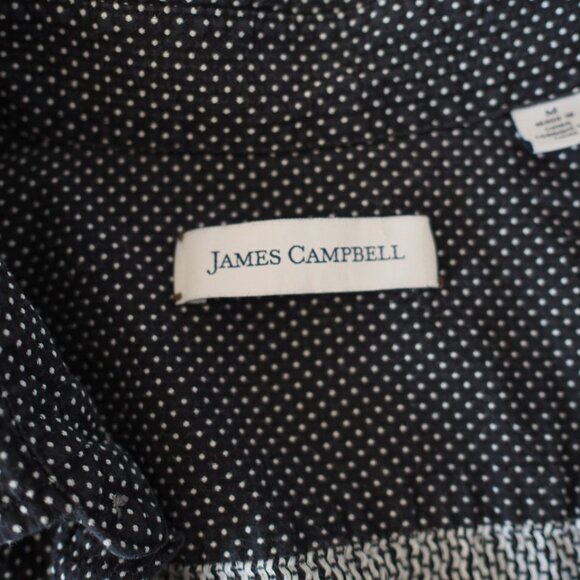 James Campbell Black and White Polka Dot Casual Button-up Collard Shirt Sz M - Picture 7 of 11